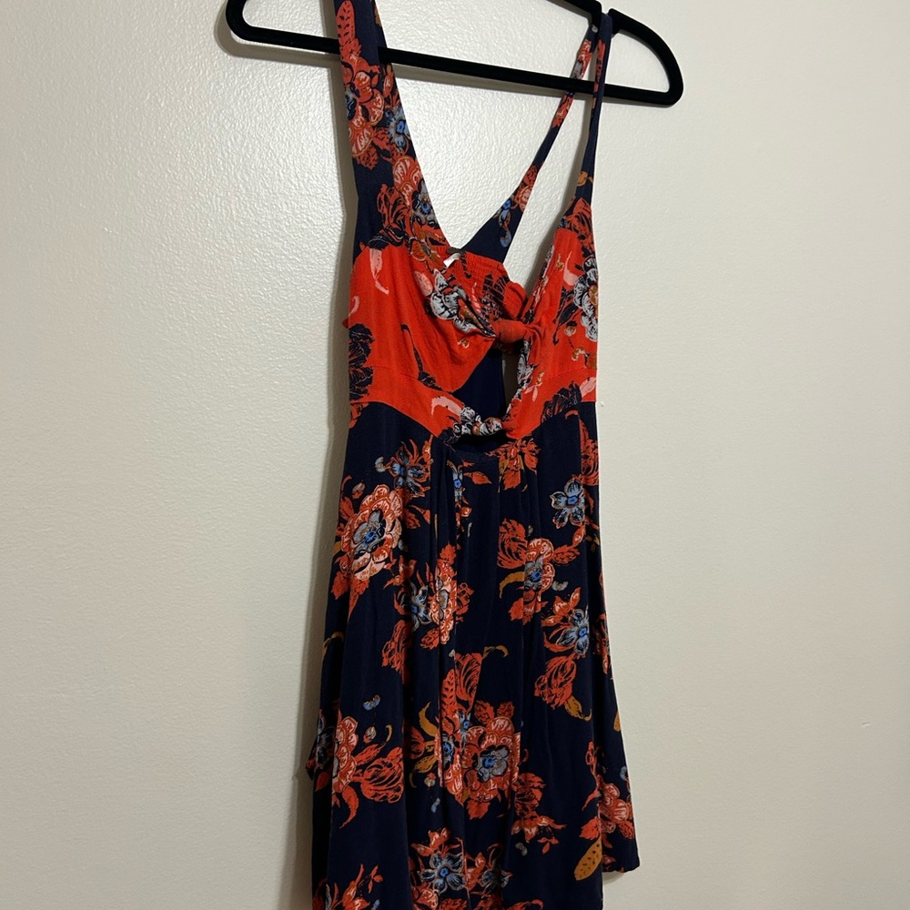 Free People Red and Blue Floral Mini Dress